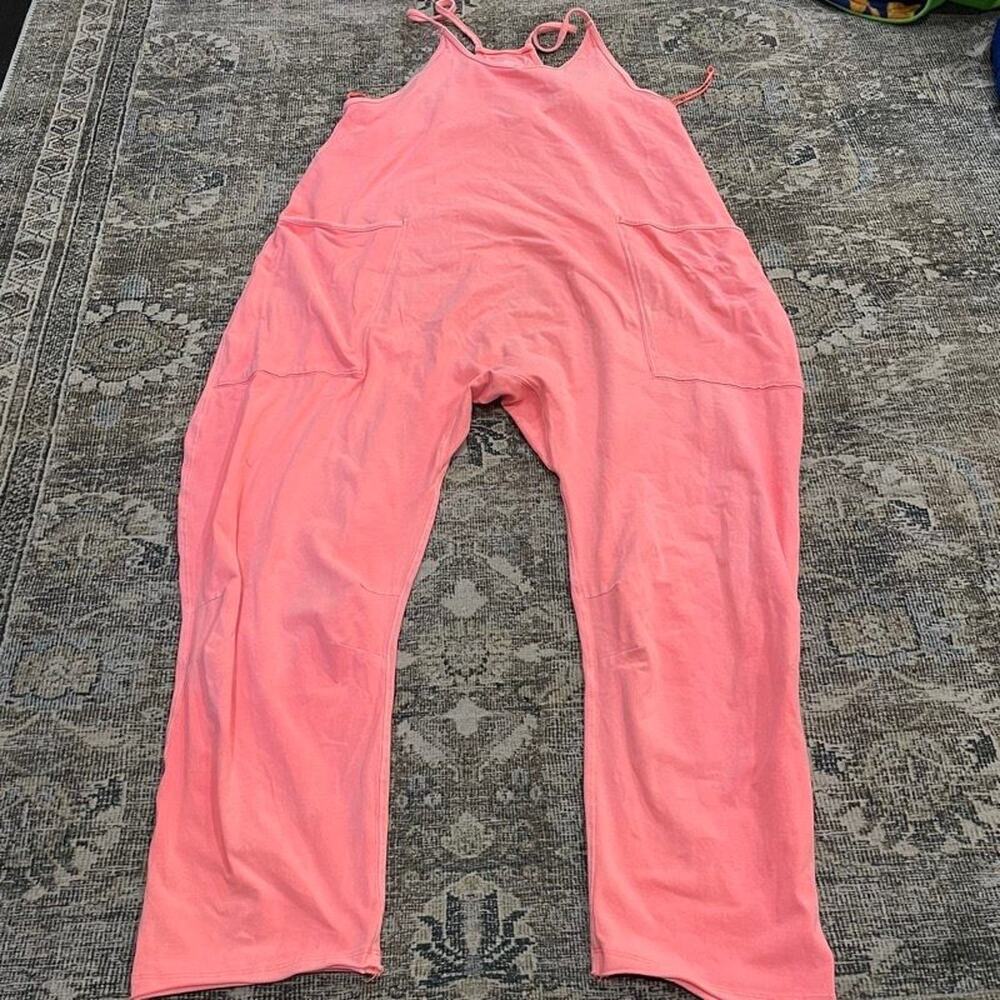 Free People Hot Shot Coral Pink Overall Jumpsuit Romper Womens XS